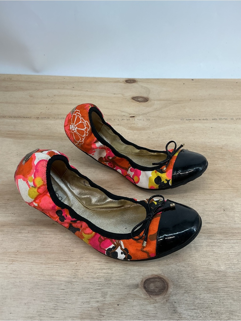 Jimmy Choo Floral Orange Multicolor Floral Ballet Flats Size 39.5
